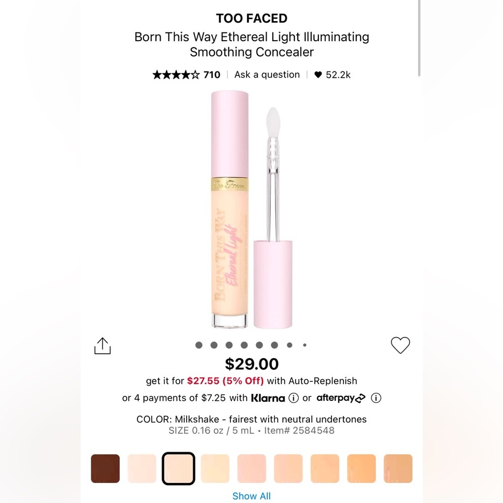 TOO FACED
Born This Way Ethereal Light Illuminating
Smoothing Concealer
